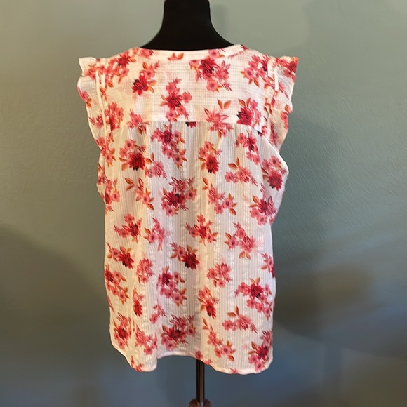 Loft Floral Ruffle Shell Top - Picture 2 of 3